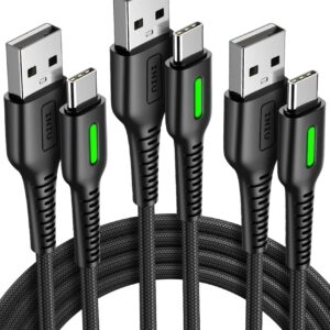 INIU USB to C Cable, 3 Packs 3.1A [6.6ft*2+1.6ft] USB A to USB C Fast Charging Cable, Braided Type C Phone Charger Cord for iPhone 15 Pro Max Samsung Galaxy S21 S20 S10 S9 Google Pixel LG Android