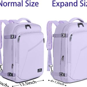 MATEIN Carry on Backpack for Women, 40L Heavy Duty Travel Backpack Airplane Approved, Expandable Simple Fashion Backpack, Frequent Traveler Gifts, Light Purple