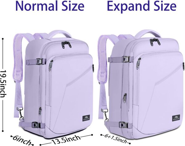 MATEIN Carry on Backpack for Women, 40L Heavy Duty Travel Backpack Airplane Approved, Expandable Simple Fashion Backpack, Frequent Traveler Gifts, Light Purple