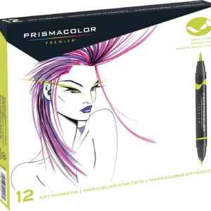 Prismacolor Premier Double-Ended Art Markers, Fine And Brush Tip, Adult Coloring, 12 Pack