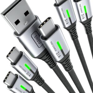 USB C Cable, INIU [5 Pack 3.1A] QC Fast Charging USB Type C Cable, Nylon(1.6+3.3+3.3+6.6+6.6ft) Phone Charger USB A to USB C Cable for Samsung Galaxy S21 S20 S10 Plus Note 10 LG Google Pixel iPhone 15