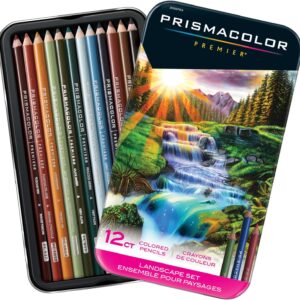 Prismacolor Premier Colored Pencils, Soft Core, Landscape Set, Adult Coloring, 12 Count