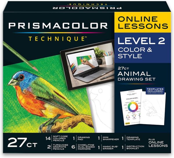 Prismacolor Technique, Art Supplies and Digital Art Lessons, Animal Drawings Set, Level 2, How to Draw Animals with Colored Pencils, Dual-Ended Markers, and...