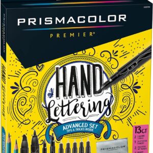 Prismacolor Premier Advanced Hand Lettering Set With Illustration Markers, Art Pens, Pencils, Eraser And Tips Pamphlet, Adult Coloring, 13 Count