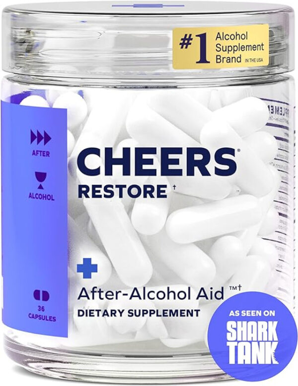 Cheers Restore | Supplement with DHM + L-Cysteine | Feel Better After Drinking & Support Your Liver | 12 Doses | Dihydromyricetin, Cysteine, Prickly Pear, B-Vitamins, Ginger