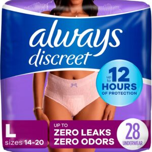 Always Discreet Adult Incontinence Underwear, Maximum Absorbency, Large, 28 Count (Packaging May Vary)