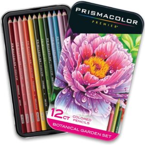 Prismacolor Premier Colored Pencils, Soft Core, Botanical Garden Set, Adult Coloring, 12 Count