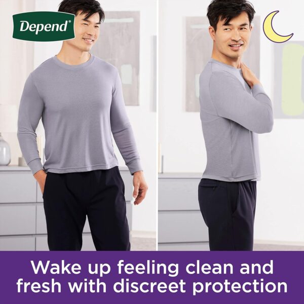 Depend Night Defense Adult Incontinence Underwear for Men, Disposable, Overnight, Large, Grey, 56 Count (4 Packs of 14), Packaging May Vary - Image 7