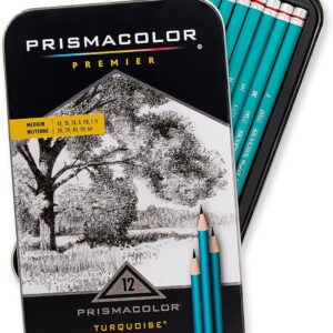 Prismacolor Premier Turquoise Graphite Sketching Pencils, Medium Leads, Adult Coloring, 12 Pack