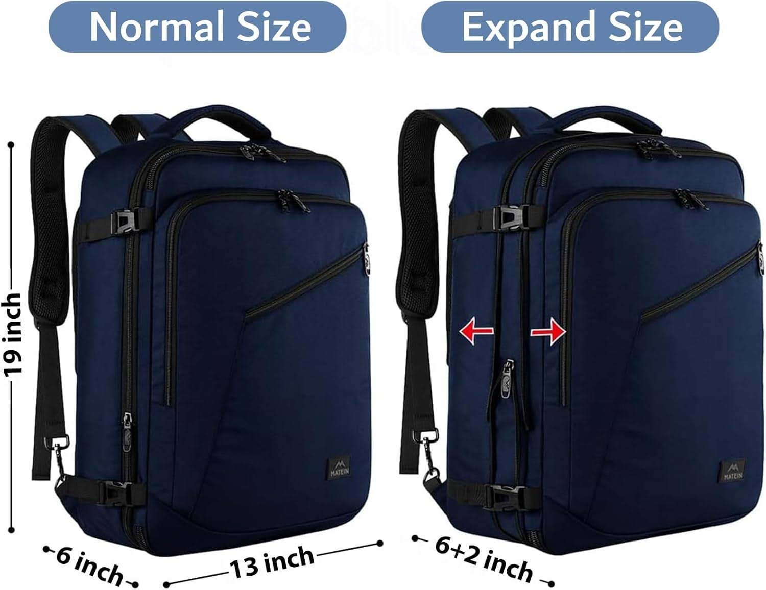 MATEIN Weekender Backpack, Large Capacity Travelling Suitcase Backpack with Strap for Clothes