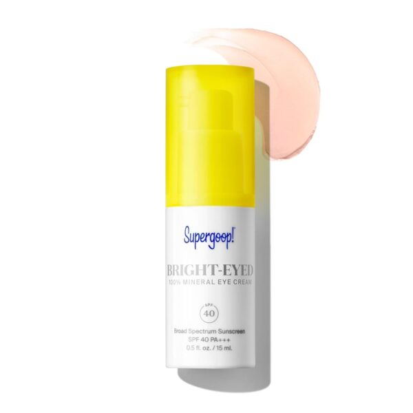 Supergoop! Bright-Eyed 100% Mineral Eye Cream, 0.5 fl oz - SPF 40 PA+++ Hydrating & Illuminating Mineral Sunscreen - Under Eye Cream for Dark Circles