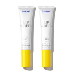 Supergoop! Lipscreen Shine SPF 40 - Pack of 2, 0.34 fl oz - Clear Lip Gloss with Grape Seed Extract, Sunflower Seed Oil & Kelp Extract - Water-Resistant, Non-Sticky Formula