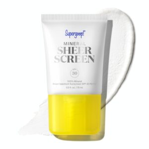 Supergoop! Mineral Sheerscreen SPF 30 PA+++, 0.5 fl oz - 100% Mineral, Broad Spectrum Face Sunscreen + Primer + Helps Filter Blue Light