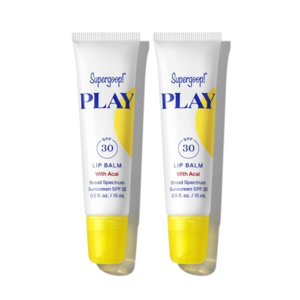 Supergoop! PLAY Lip Balm with Acai - 0.5 fl oz, Pack of 2 - SPF 30 PA+++ Broad Spectrum Sunscreen - Hydrating Honey, Shea Butter & Sunflower Seed Oil