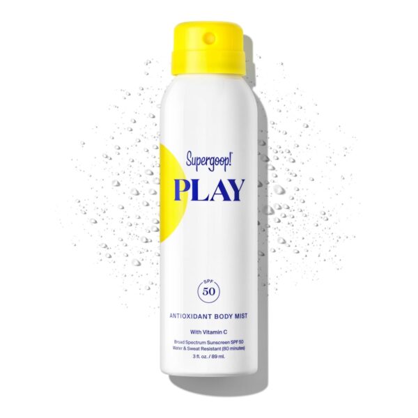 Supergoop! PLAY Antioxidant Body Mist w/ Vitamin C, 3 fl oz - SPF 50 PA++++ Broad Spectrum Sunscreen - Body Spray for Sensitive Skin - Clean Ingredients