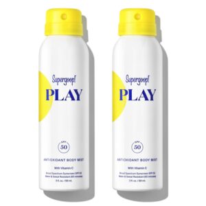 Supergoop! PLAY SPF 50 Antioxidant Body Mist w/Vitamin C, 3 fl oz - 2 Pack - Broad Spectrum Sunscreen Spray for Sensitive Skin - Great for Active Days