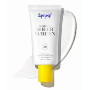 Supergoop! Mineral Sheerscreen SPF 30 PA+++, 1.5 fl oz - 100% Mineral, Broad Spectrum Face Sunscreen + Primer + Helps Filter Blue Light - Satin Finish