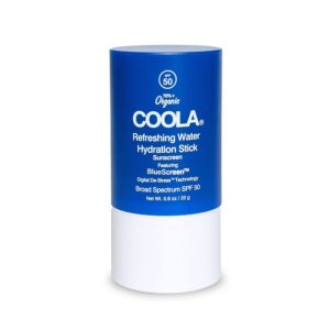 COOLA Organic Refreshing Water Stick Face Moisturizer with SPF 50, Dermatologist Tested Face Sunscreen with Plant-Derived BlueScreen Digital De-Stress Technology, 0.8 Oz