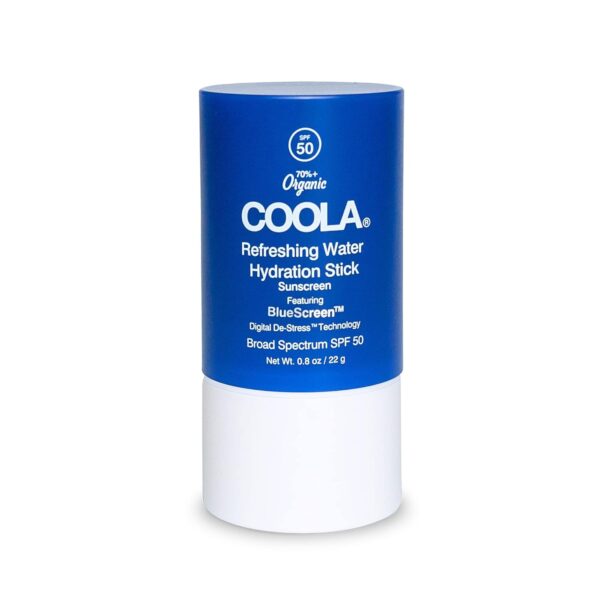 COOLA Organic Refreshing Water Stick Face Moisturizer with SPF 50, Dermatologist Tested Face Sunscreen with Plant-Derived BlueScreen Digital De-Stress Technology, 0.8 Oz