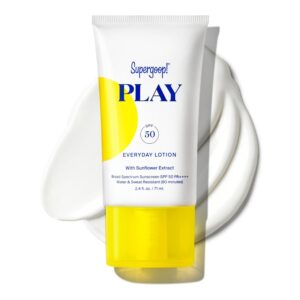 Supergoop! PLAY Everyday Lotion SPF 50-2.4 fl oz - Broad Spectrum Body & Face Sunscreen for Sensitive Skin - Great for Active Days - Fast Absorbing, Water & Sweat Resistant