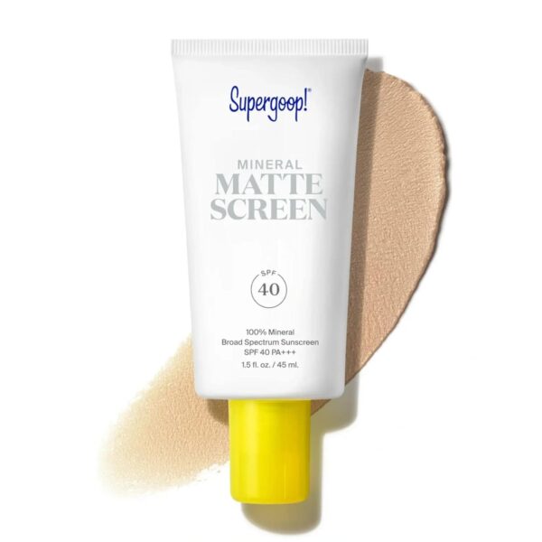 Supergoop! Mineral Mattescreen (SPF 40) - 45 mL - 100% Mineral, Oil-Free Broad Spectrum Sunscreen - Smooths Skin’s Appearance