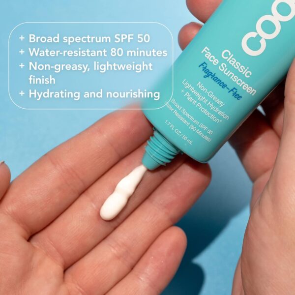 COOLA Organic Face Sunscreen SPF 50 Sunblock Lotion, Dermatologist Tested Skin Care for Daily Protection, Vegan and Gluten Free, Fragrance Free, 1.7 Fl Oz. - Image 3