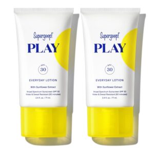 Supergoop! PLAY Everyday SPF 30 Lotion - 2.4 oz, Pack of 2 - Broad Spectrum Body & Face Sunscreen for Sensitive Skin - Water & Sweat Resistant - Great for Active Days