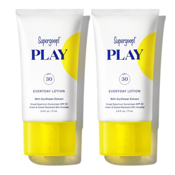 Supergoop! PLAY Everyday SPF 30 Lotion - 2.4 oz, Pack of 2 - Broad Spectrum Body & Face Sunscreen for Sensitive Skin - Water & Sweat Resistant - Great for Active Days