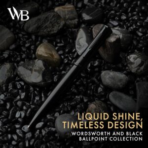 Wordsworth and Black Ballpoint Pen All Black Lacquer- Stunning Luxury Pen, Ink Refill, Best Gift Set for Men & Women, Refillable, Elegant