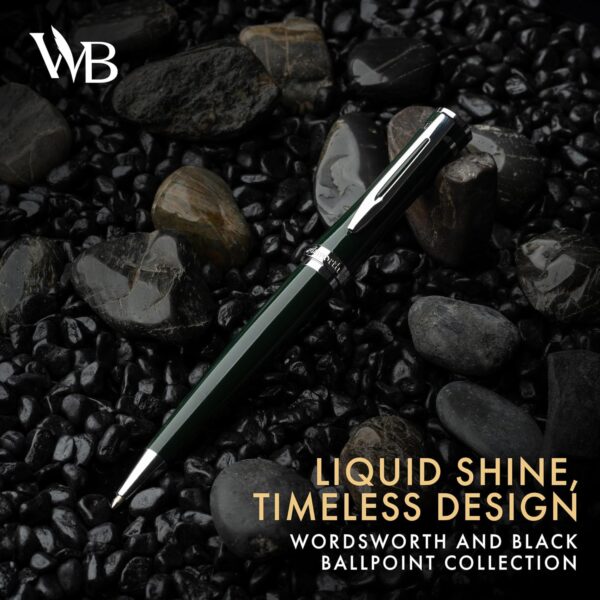 Wordsworth and Black Ballpoint Pen Green Lacquer- Stunning Luxury Pen Chrome Finish, Ink Refill, Best Gift Set for Men & Women