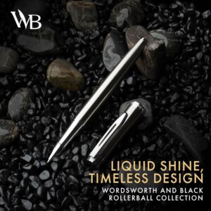 Wordsworth and Black Rollerball Pen - Luxury Pen - Chrome Finish, Silver Lacquer, Ink Refill, Refillable Gift for Men & Women