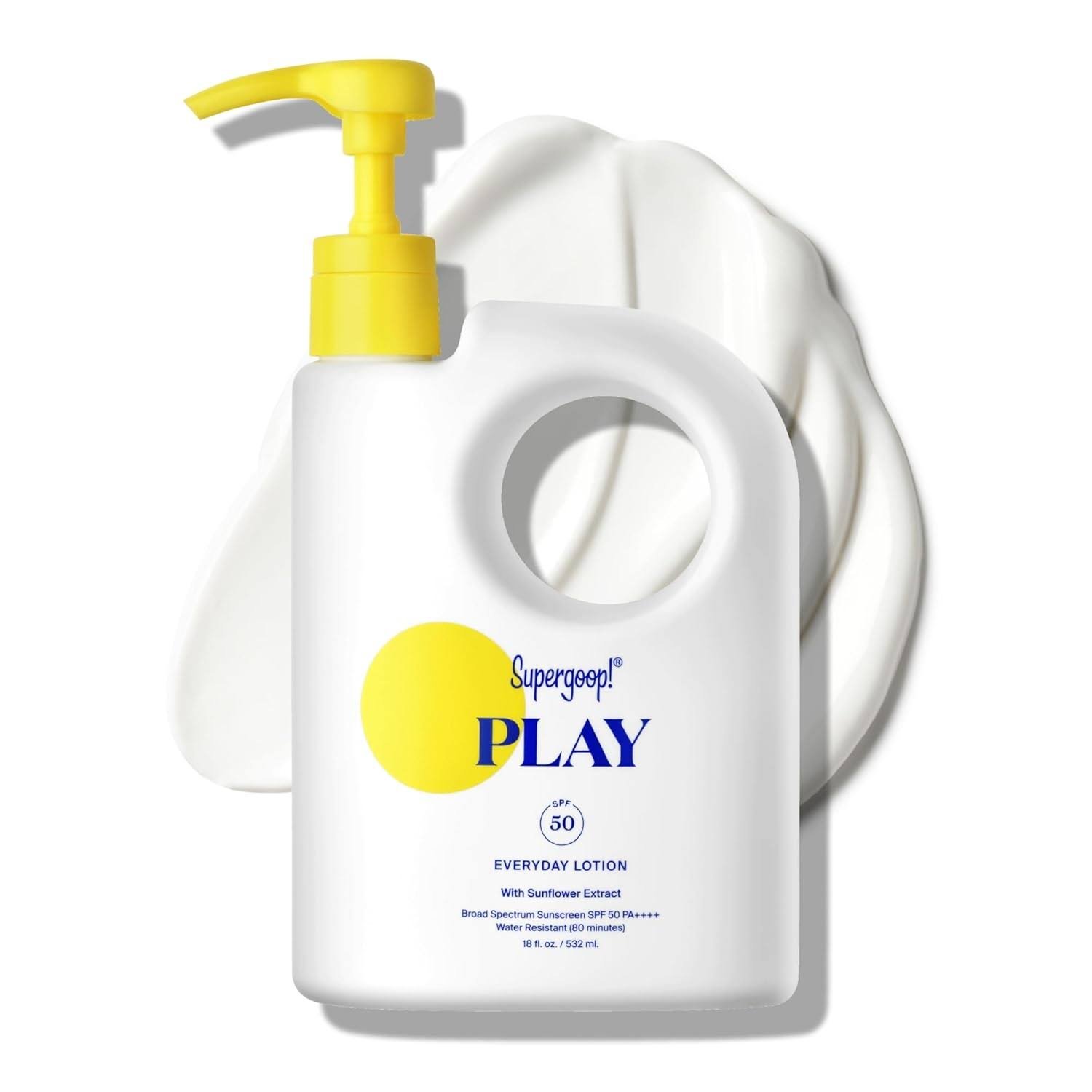 Supergoop! PLAY Everyday Lotion SPF 50-18 fl oz - Broad Spectrum Body & Face Sunscreen for Sensitive Skin - Great for Active Days - Fast Absorbing, Water & Sweat Resistant