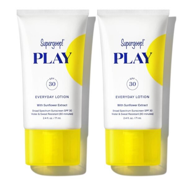 Supergoop! PLAY Everyday SPF 30 Lotion - 2.4 oz, Pack of 2 - Broad Spectrum Body & Face Sunscreen for Sensitive Skin - Water & Sweat Resistant - Great for Active Days