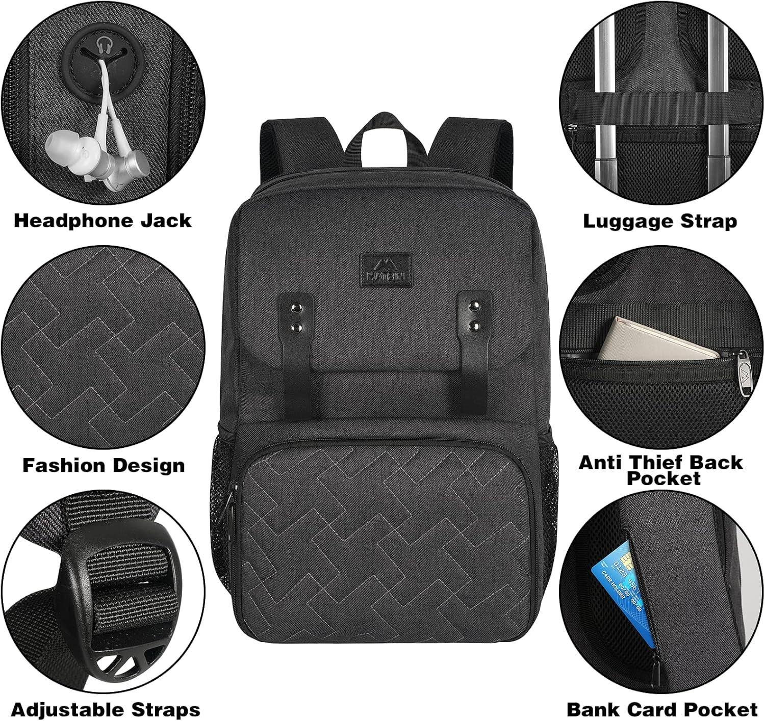 MATEIN Lunch Backpack, 15.6 Inch Insulated Cooler Lunchbox Backpacks with USB Port for Women Work, Water Resistant Lunch Bag Travel Laptop Dackpack for College Business, Gifts for Men