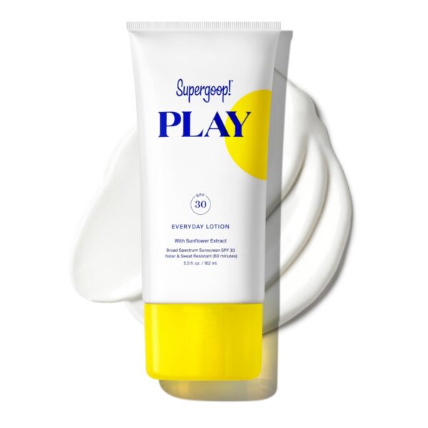 Supergoop! PLAY Everyday SPF 30 Lotion, 5.5 oz - Broad Spectrum Sunscreen for Sensitive Skin - Water & Sweat Resistant Body & Face Sunscreen - Clean Ingredients - Great for Active Days