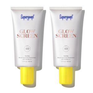 Supergoop! Glowscreen SPF 40, Sunrise (Champagne Glow) - 1.7 fl oz, Pack of 2 - Glowy Primer + Broad Spectrum Sunscreen - Helps Filter Blue Light