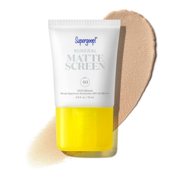 Supergoop! Mineral Mattescreen (SPF 40) - 15 mL - 100% Mineral, Oil-Free Broad Spectrum Sunscreen - Smooths Skin’s Appearance, Minimizes Pores