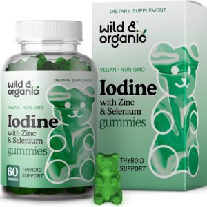 Wild & Organic Iodine Gummies 250mcg - Immune Support Complex w/Potassium Iodide - Selenium Zinc Iodine Supplement for Immune Support - 60 Pectin-Based Gummies - Vegan Supplement with Iodine