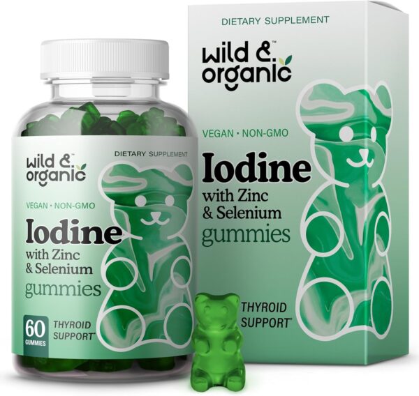 Wild & Organic Iodine Gummies 250mcg - Immune Support Complex w/Potassium Iodide - Selenium Zinc Iodine Supplement for Immune Support - 60 Pectin-Based Gummies - Vegan Supplement with Iodine