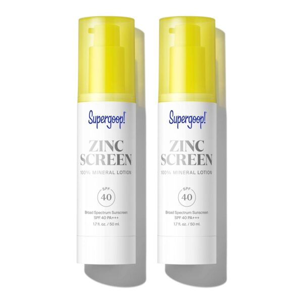 Supergoop! Zincscreen - 1.7 fl oz, Pack of 2 - SPF 40 PA+++ 100% Mineral Face Lotion & Broad Spectrum Sunscreen - Lightweight, Blendable Formula with Pink Hue