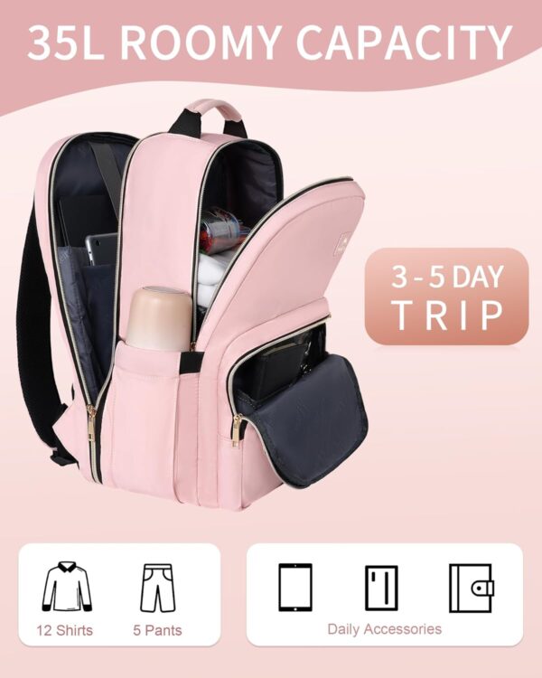 MATEIN 17 Inch Laptop Backpack for Women, Pink Travel Backpack Personal Item Size TSA Approved with Luggage Strap and USB Charging Hole, Water Resistant Extra Large Computer Bag for Nurse Work - Image 4