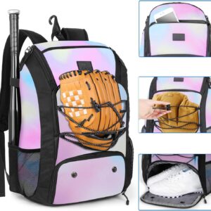 MATEIN Baseball Backpack, Softball Bat Bag with Shoes Compartment for Youth, Boys and Adult, Lightweight Baseball Bag with Fence Hook Hold TBall Bat, Batting Mitten, Helmet, Caps, Teeball Gear