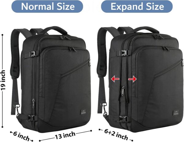 MATEIN Carry on Backpack, Extra Large Travel Backpack Expandable Airplane Approved Weekender Bag for Men and Women, Water Resistant Lightweight Daypack for Flight 40L, Black