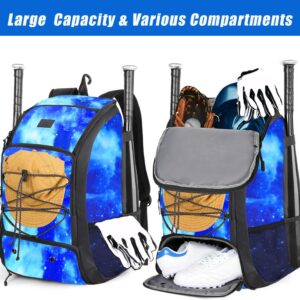 MATEIN Baseball Backpack, Softball Bat Bag with Shoes Compartment for Youth, Boys and Adult, Lightweight Baseball Bag with Fence Hook Hold TBall Bat