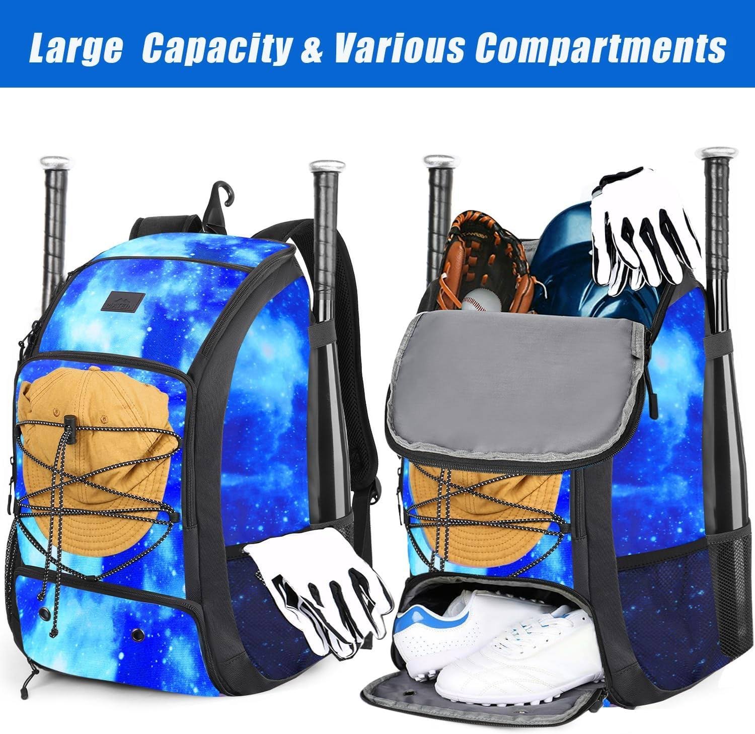 MATEIN Baseball Backpack, Softball Bat Bag with Shoes Compartment for Youth, Boys and Adult