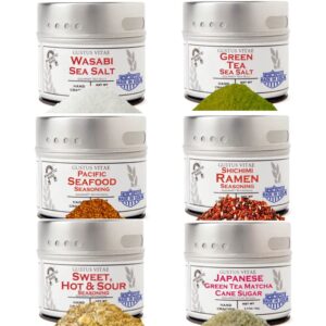 Japanese Seasonings Gourmet Gift Set - Tastes of Japan - Artisanal Spice Blends Six Pack - Non GMO, All Natural, Small Batch - Made By Hand in USA