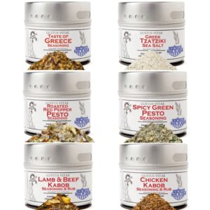 Greek Seasoning Gift Set - Tastes of Greece - Artisanal Spice Blends Six Pack - Non GMO, All Natural, Small Batch - Made By Hand in USA