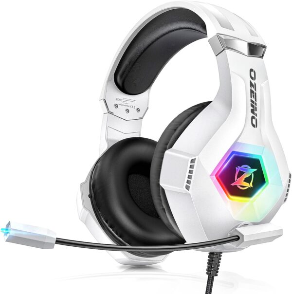 Gaming Headset for PC, Ps4, Ps5, Xbox Headset with 7.1 Surround Sound, Gaming Headphones with Noise Cancelling Mic RGB Light Over Ear Headphones for Xbox Series X/S, Switch