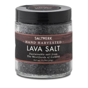 Saltverk Lava Sea Salt - 3.17 Ounces Jar - Hand Harvested Gourmet - Sustainably Made