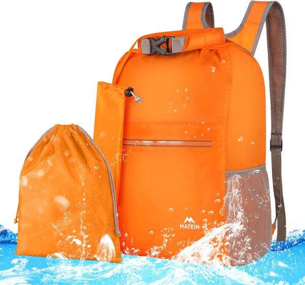 MATEIN Dry Bag, Marine Dry Sack Waterproof Backpack with Wet Bags for Kayaking Floating Swimming Boating, Lightweight Paddle Board Casual Daypack for Hiking Camping 2pcs Set Friendship Gifts, Orange